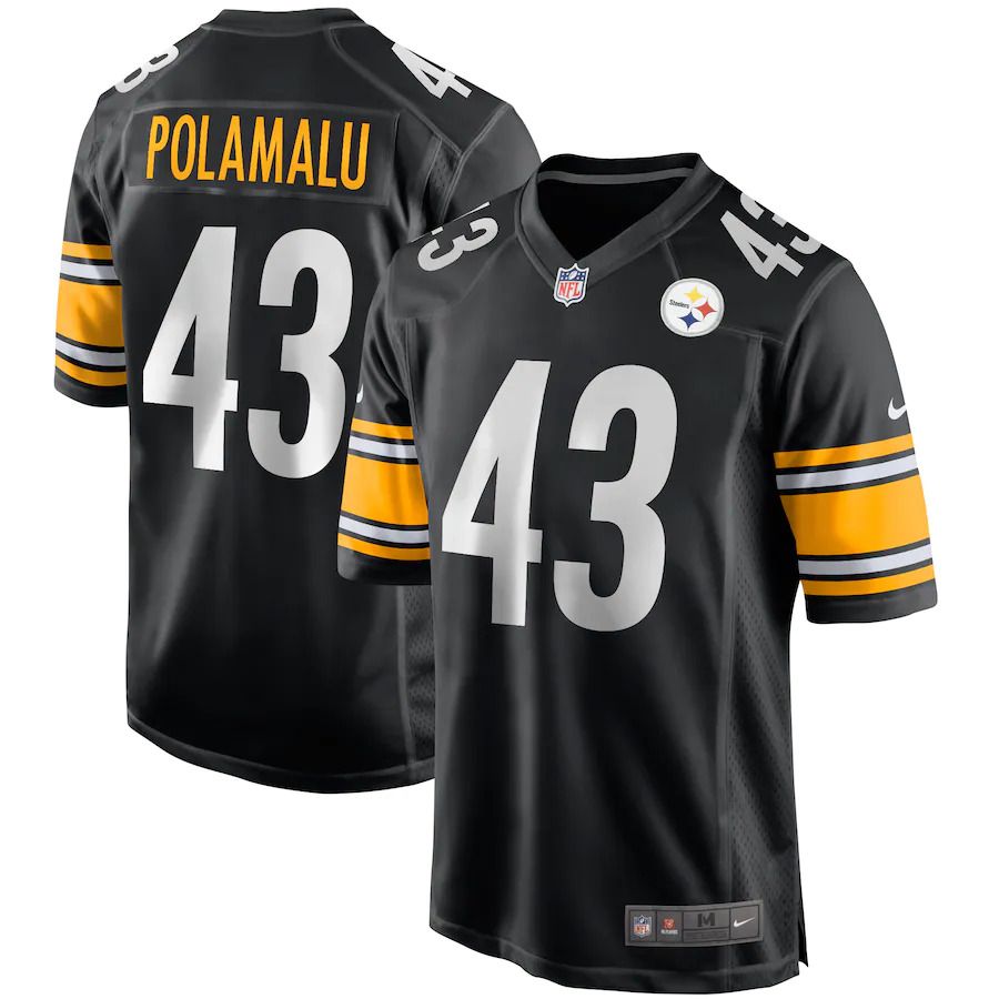 Men Pittsburgh Steelers 43 Troy Polamalu Nike Black Game Retired Player NFL Jersey